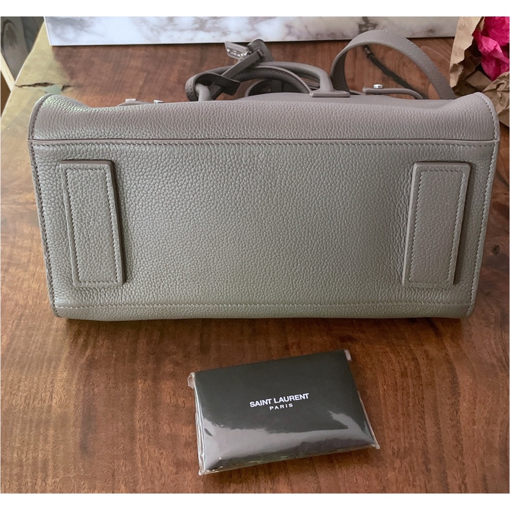 Authentic Saint Laurent Small Grey Baby Sac De Jour Leather Tote Crossbody Bag - Picture 12 of 17